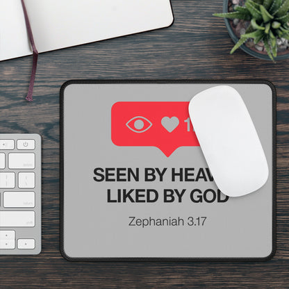 Inspirational Gaming Mouse Pad - 'Seen by Heaven, Liked by God' - Perfect Gift for Gamers, Faith - Based Motivation, Desk Accessories - ClaimedbyGodDesigns