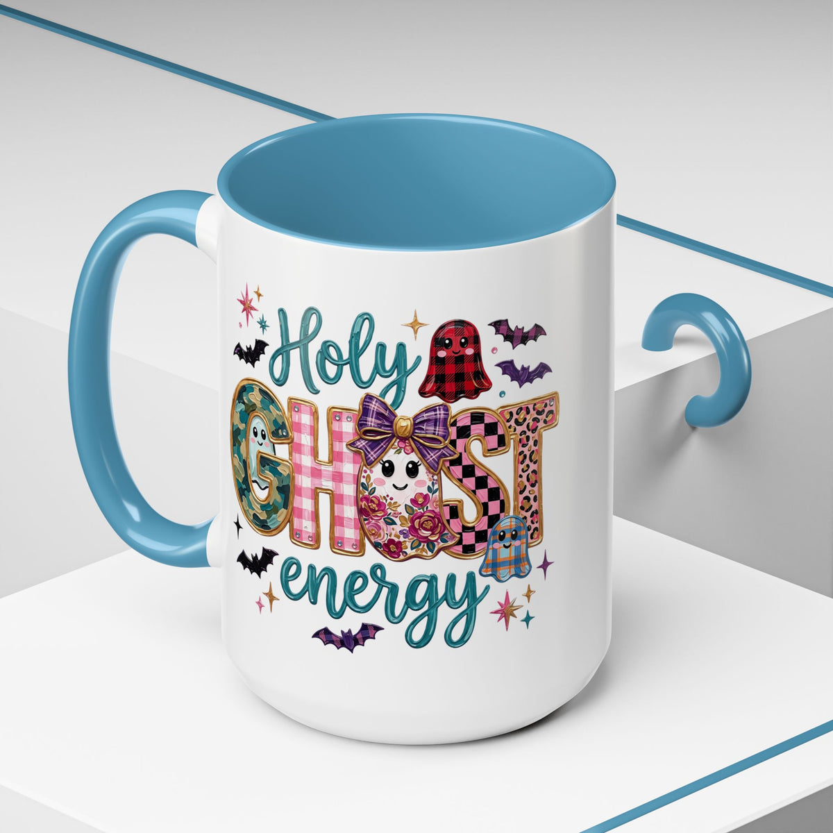 Accent Christian Coffee Mug — "Holy Ghost Energy" Halloween Cute Spooky Ceramic Mug (11/15oz)