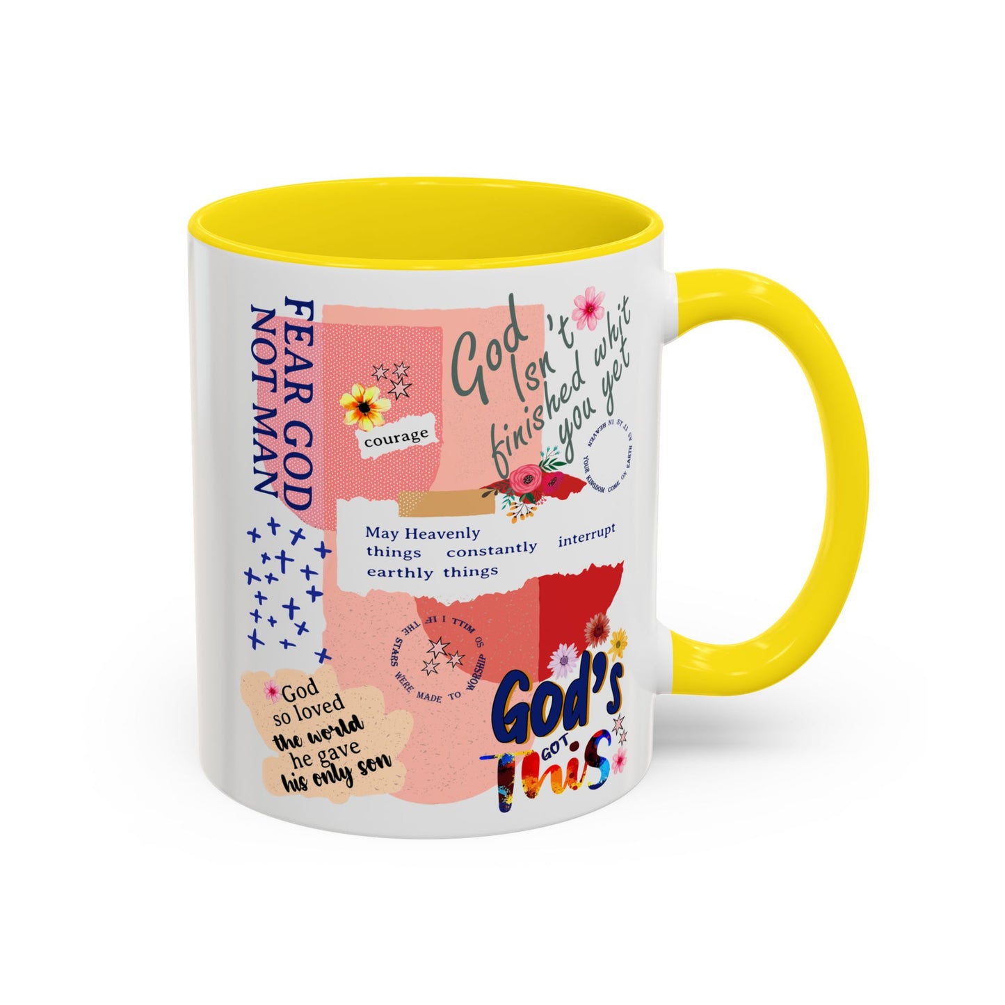 Inspirational Accent Coffee Mug - 11 & 15oz - Fear Him Not Man - Perfect Gift for Friends and Family