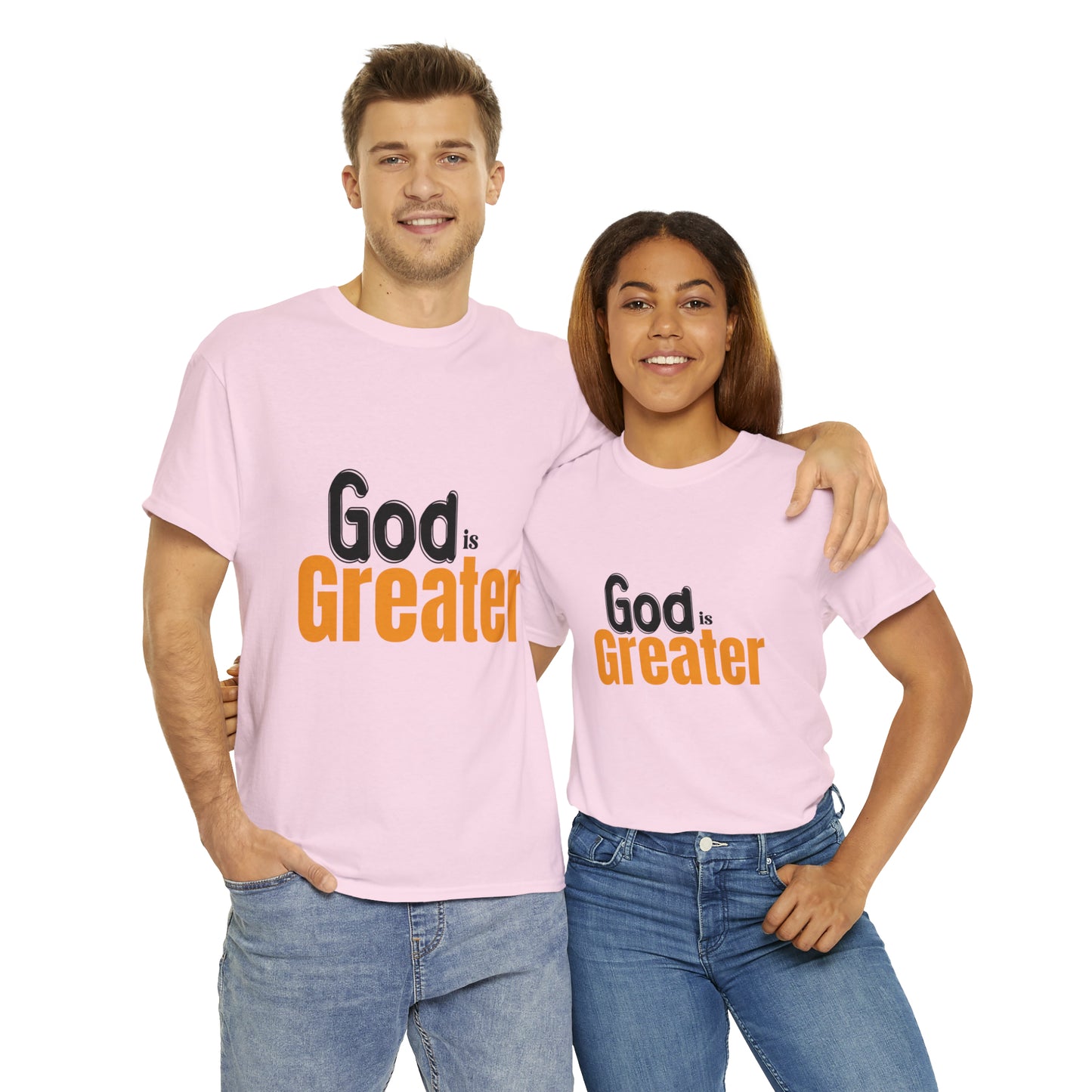 God Is Greater Unisex Heavy Cotton Tee Printify