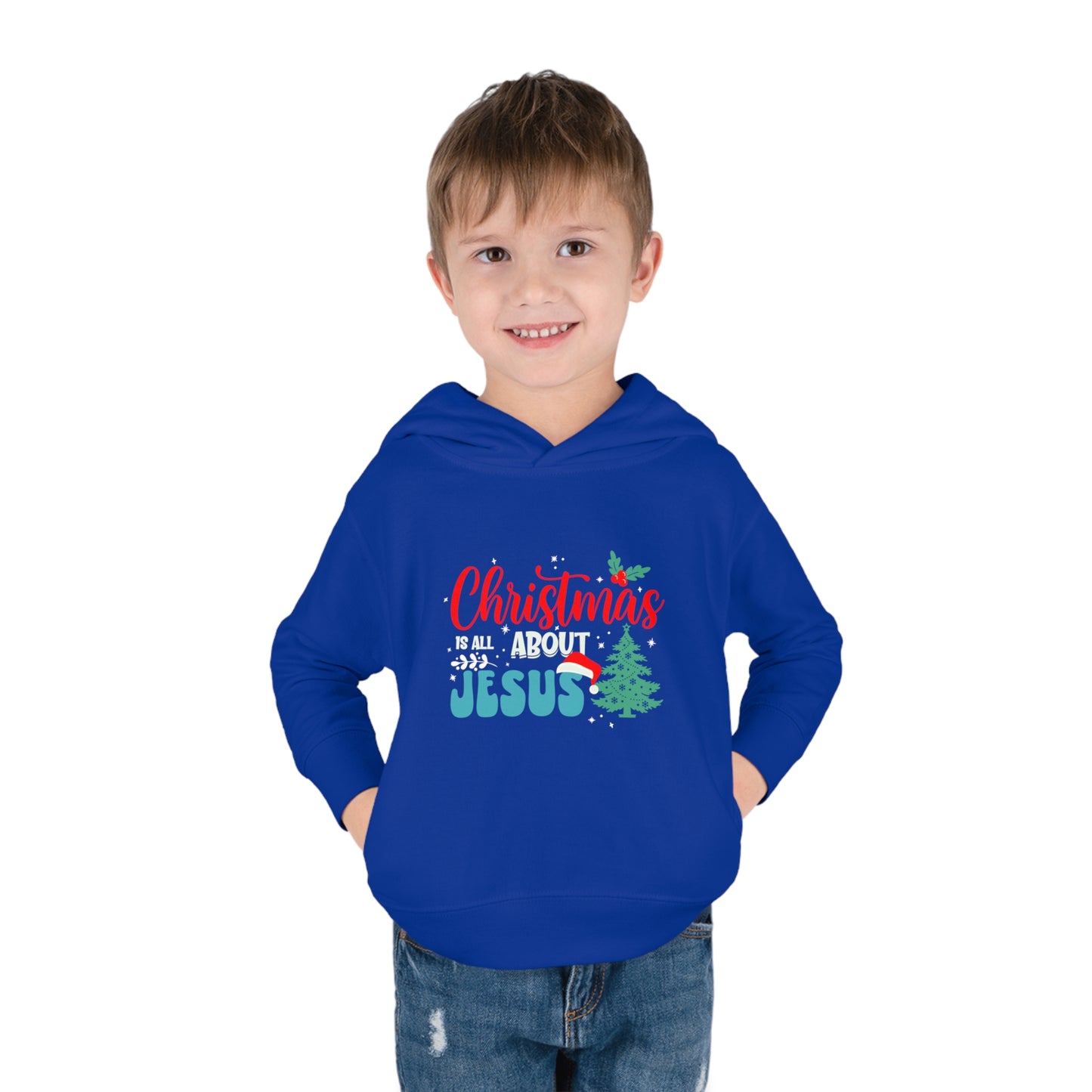 Christmas Is All About Jesus (Christmas Themed) Christian Toddler Pullover Fleece Hooded Sweatshirt