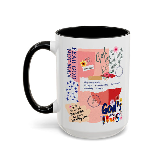 Inspirational Accent Coffee Mug - 11 & 15oz - Fear Him Not Man - Perfect Gift for Friends and Family