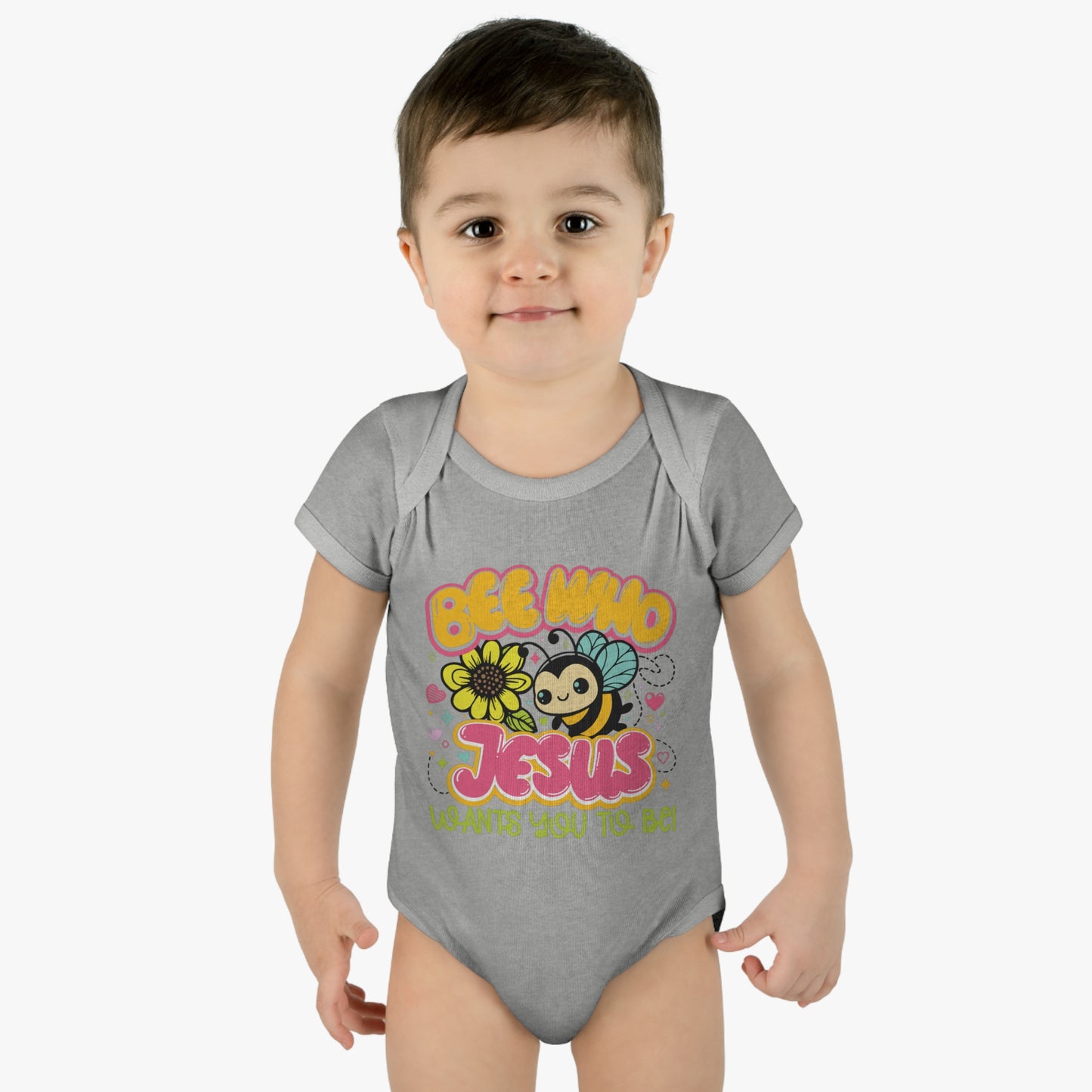 Bee Who Jesus Wants You To Be  Christian Baby Onesie