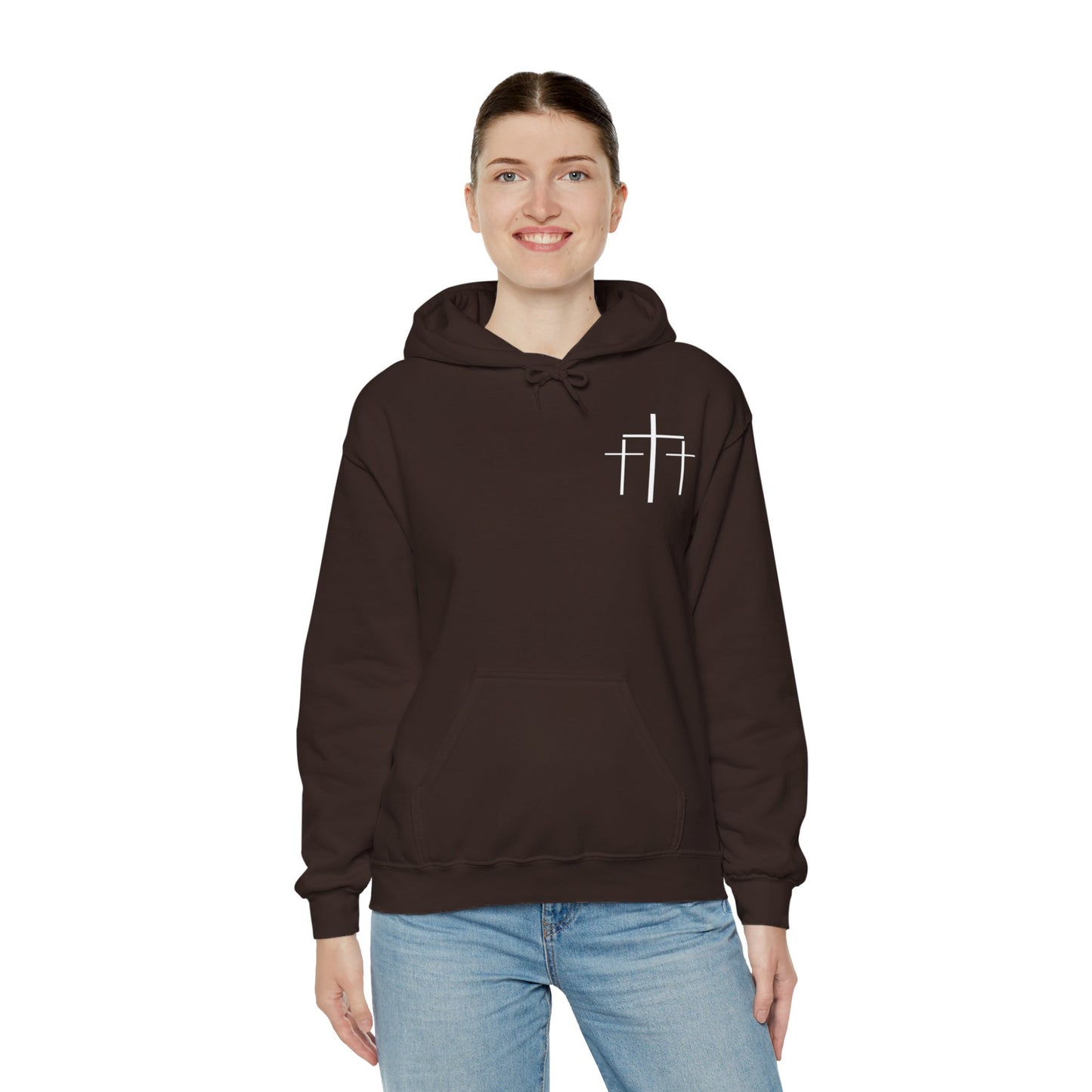 Faith Over Fear 3 Crosses  Unisex Christian Hooded Pullover Sweatshirt