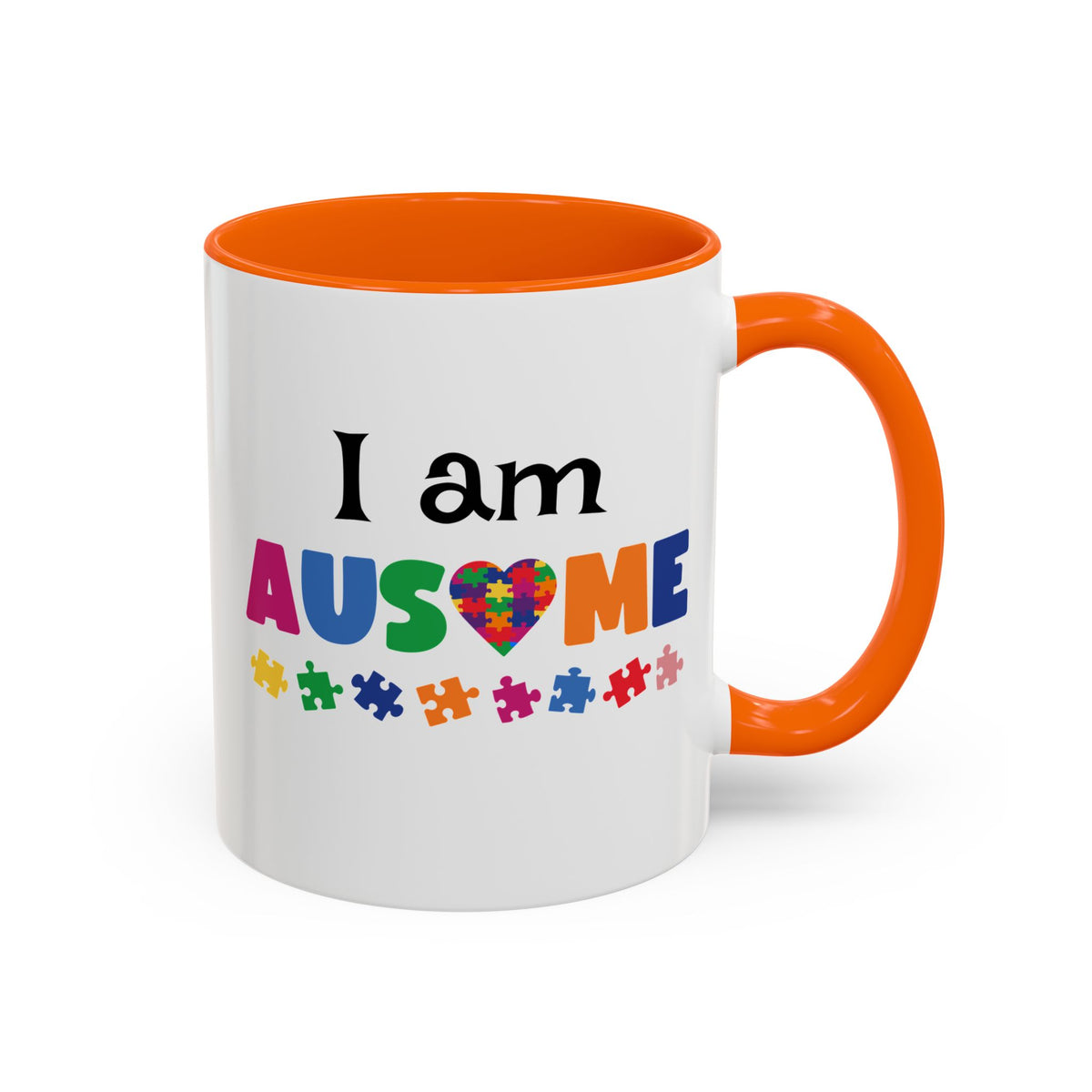 Inspirational Autism Coffee Mug - I am AUSome - 11oz/15oz Accent Mug