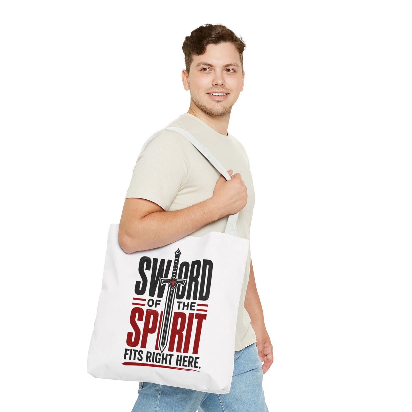 Sword of the Spirit Tote Bag — Christian Faith Inspirational Canvas Tote - ClaimedbyGodDesigns