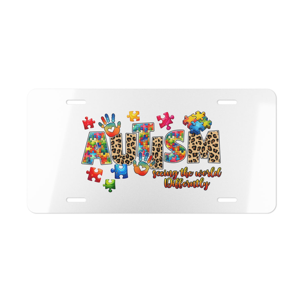 Autism Awareness Seeing the World Differently Vanity Plate - Claimed by God Designs
