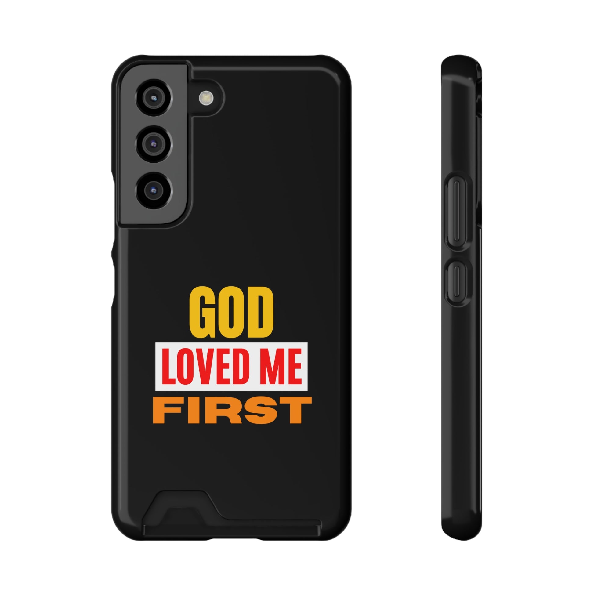 God Love Me First Christian Phone Case With Card Holder Printify