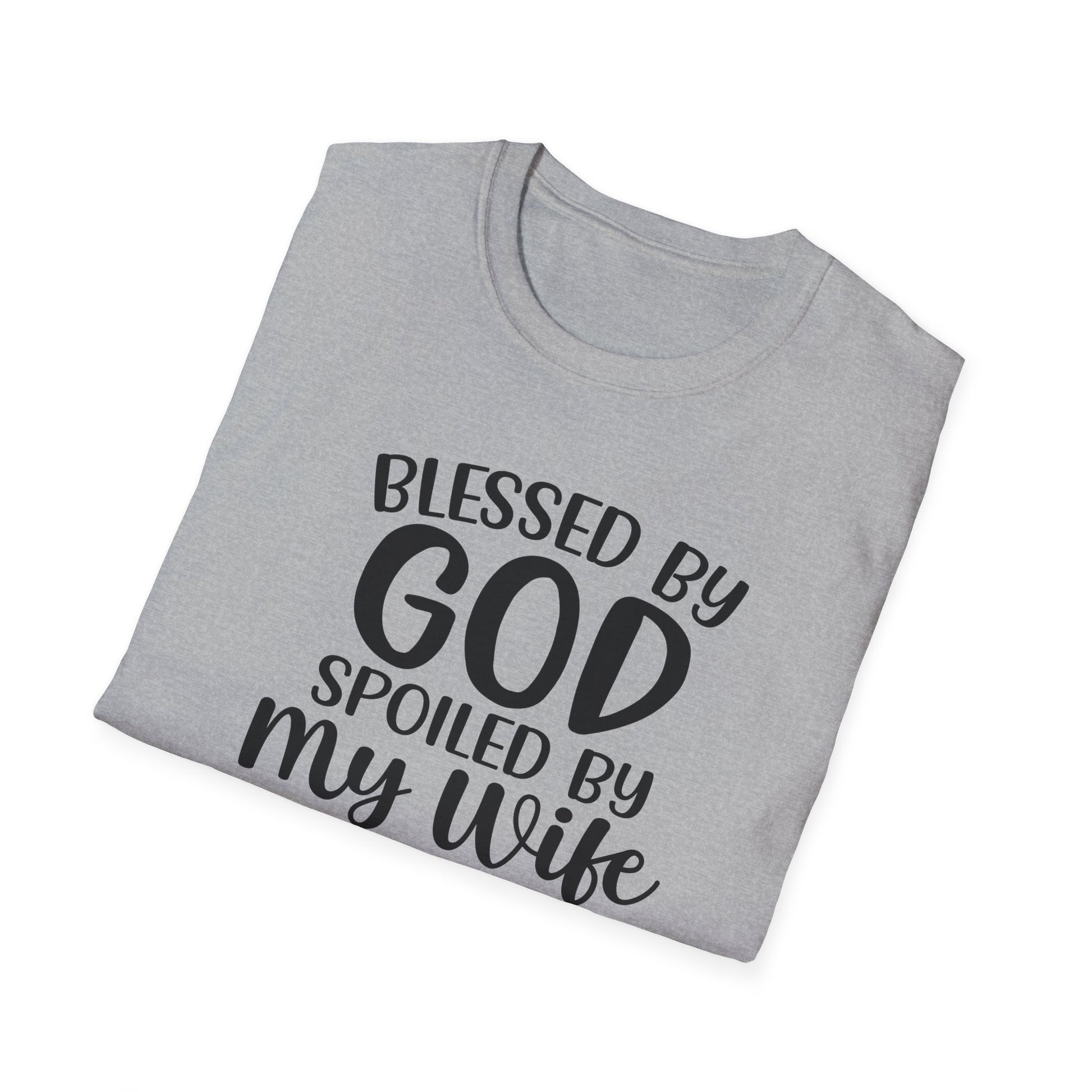 Blessed By God Spoiled By My Wife Protected By Both Men's Christian T-shirt Printify