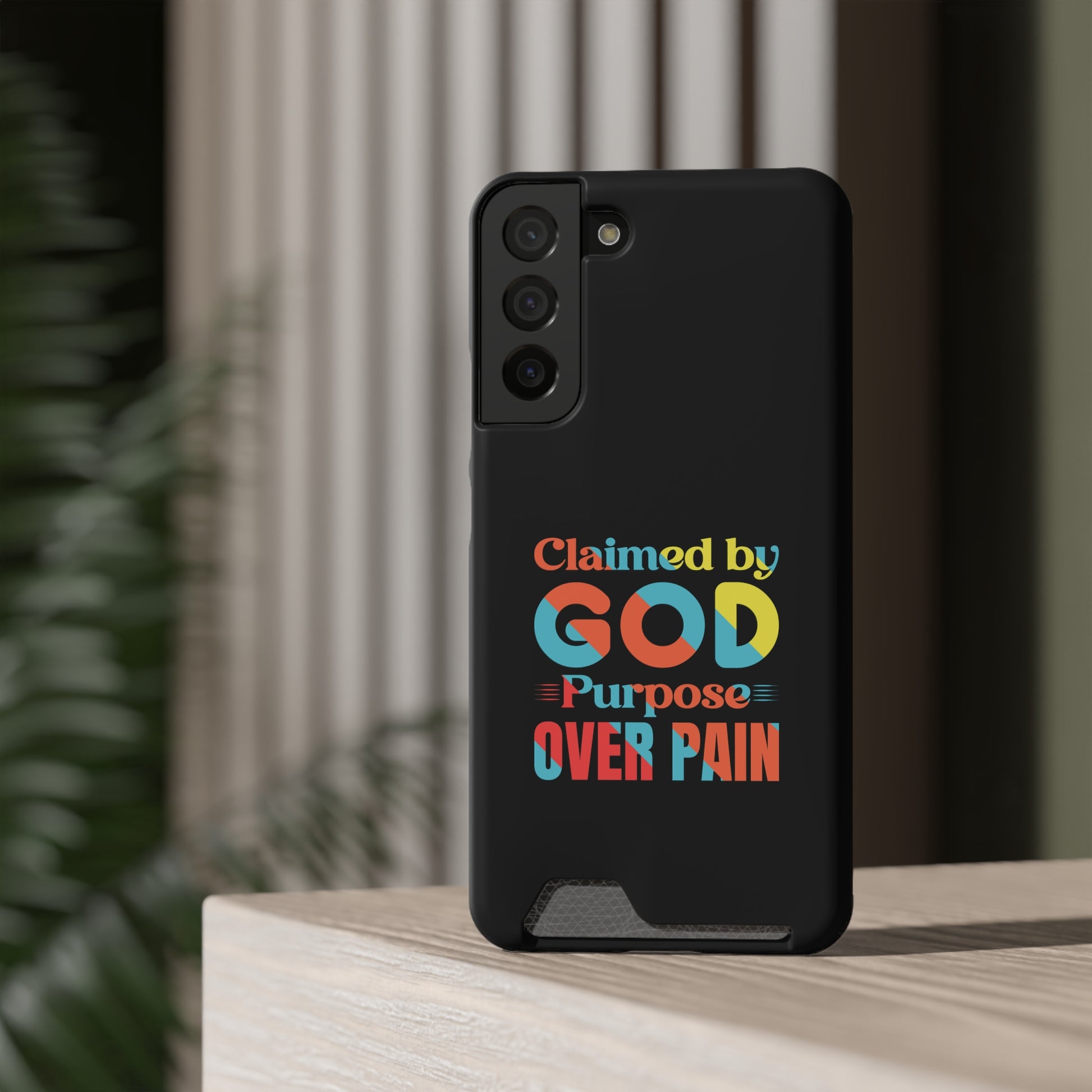 Claimed By God Purpose Over Pain Christian Phone Case With Card Holder Printify