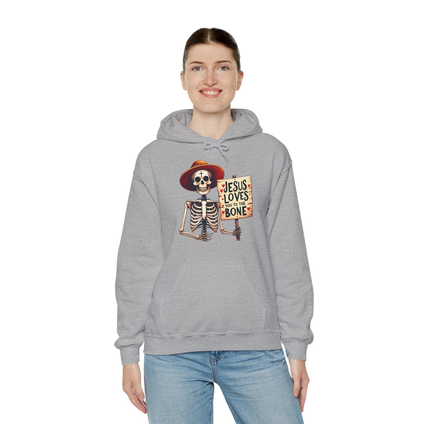 Jesus Loves You To The Bone (Halloween Themed) Unisex Christian Hooded Pullover Sweatshirt