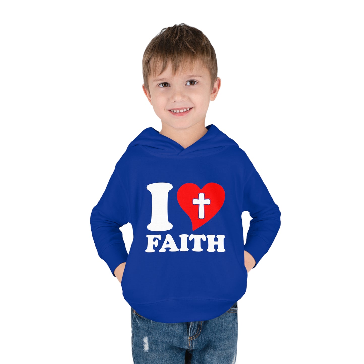 I Love Faith Christian Toddler Pullover Fleece Hooded Sweatshirt