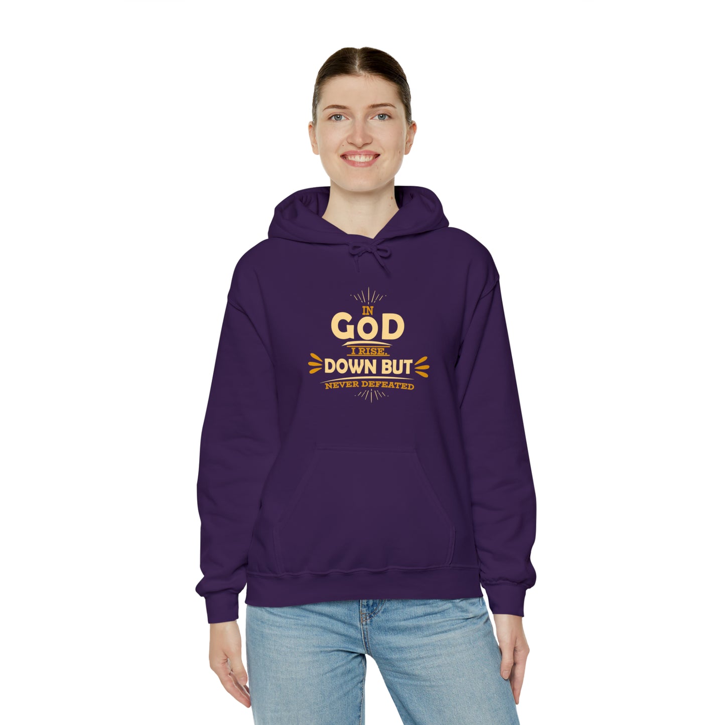 In God I Rise Down But Never Defeated Unisex Hooded Sweatshirt