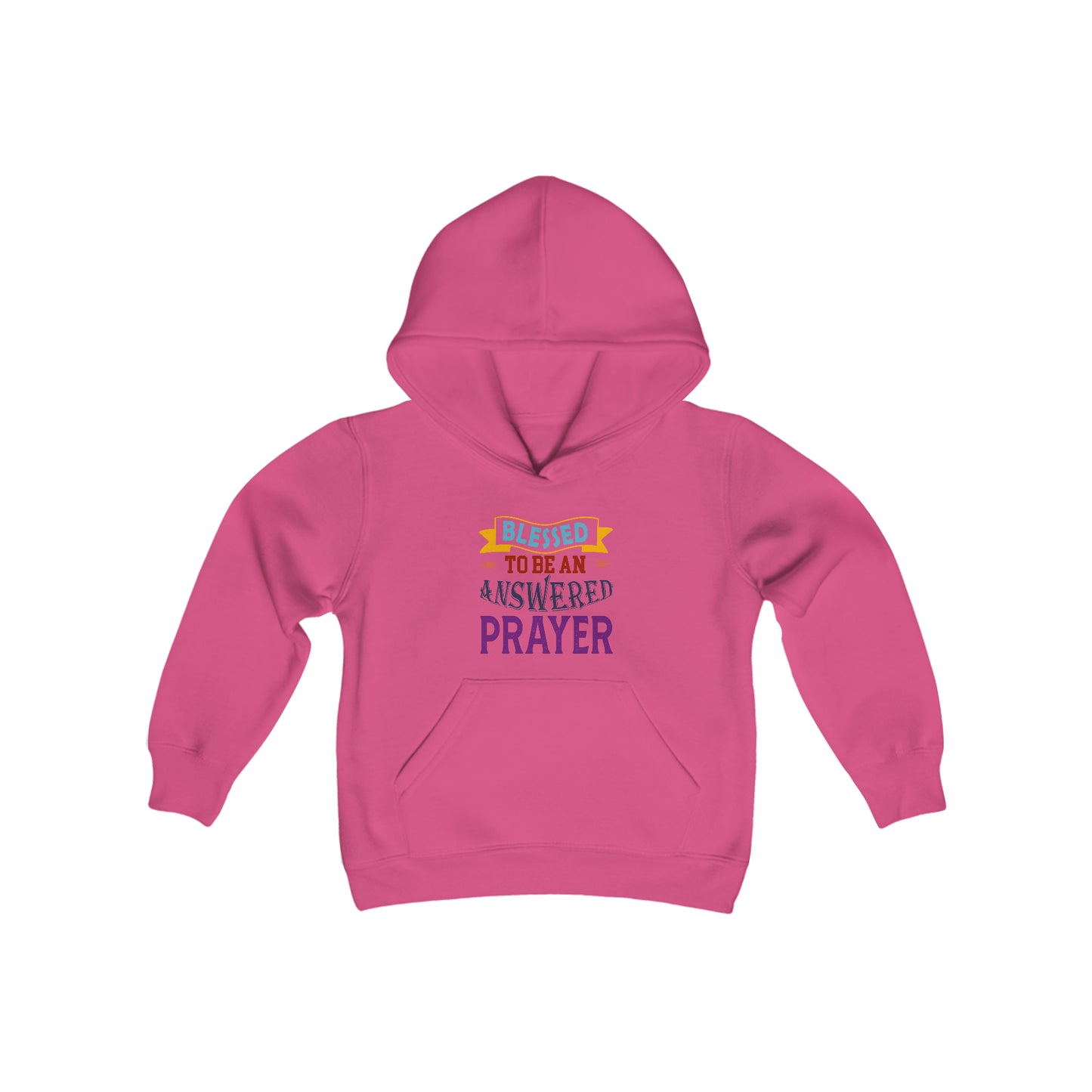 Blessed To Be An Answered Prayer Youth Heavy Blend Christian Hooded Sweatshirt Printify
