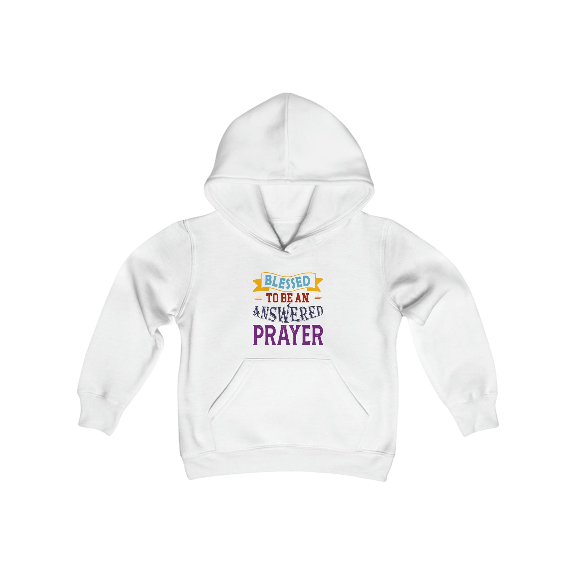 Blessed To Be An Answered Prayer Youth Heavy Blend Christian Hooded Sweatshirt Printify