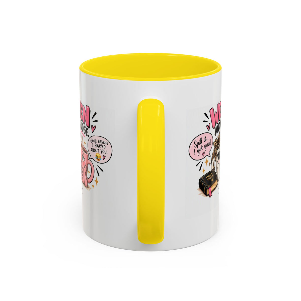 Coffee Mug — "We Listen and We Don't Judge" Inspirational Pink Ceramic Mug (11/15oz)