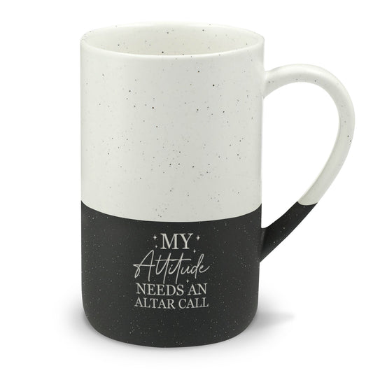Christian Ceramic Mug — "My Attitude Needs an Altar Call" Speckled 13oz