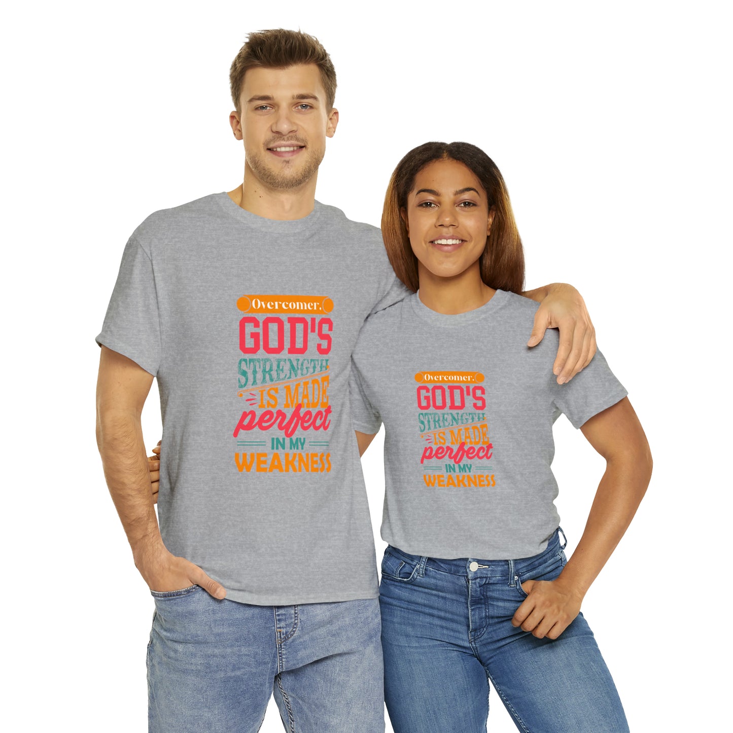 Overcomer God's Strength Is Made Perfect In My Weakness Unisex Heavy Cotton Tee