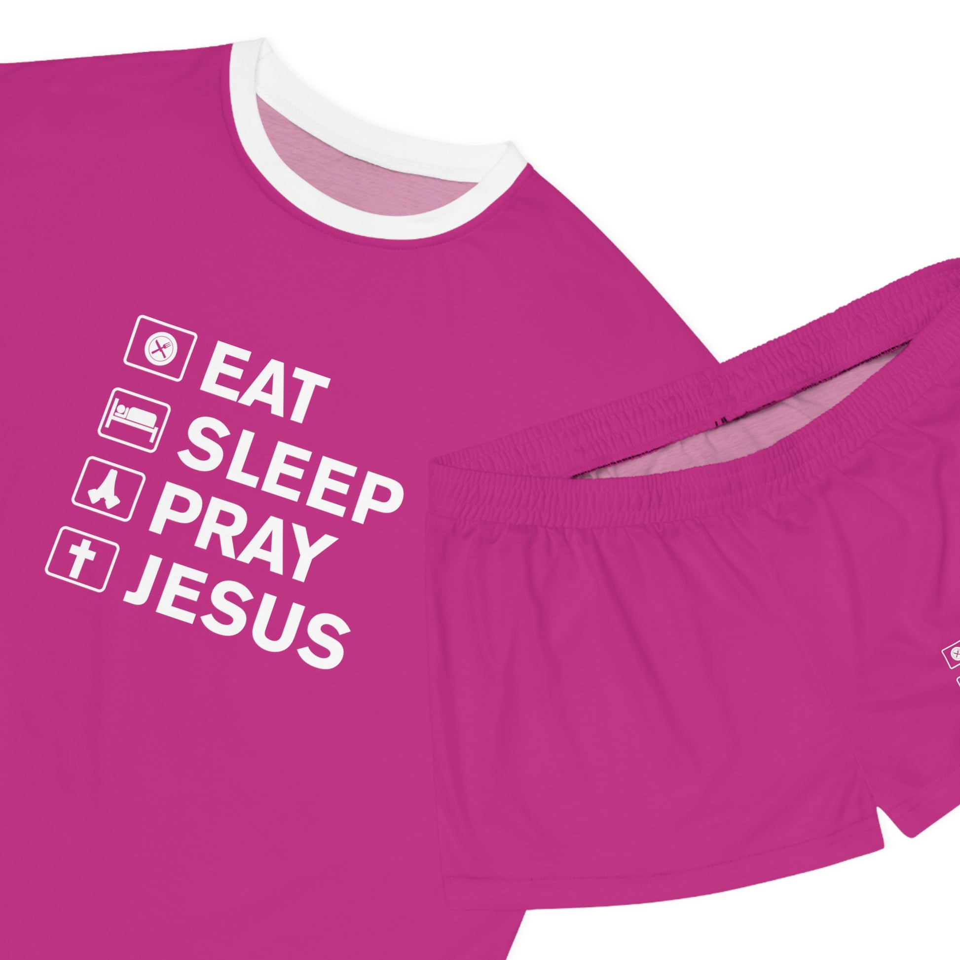 Eat Sleep Pray Jesus Women's Christian Short Pajama Set Printify