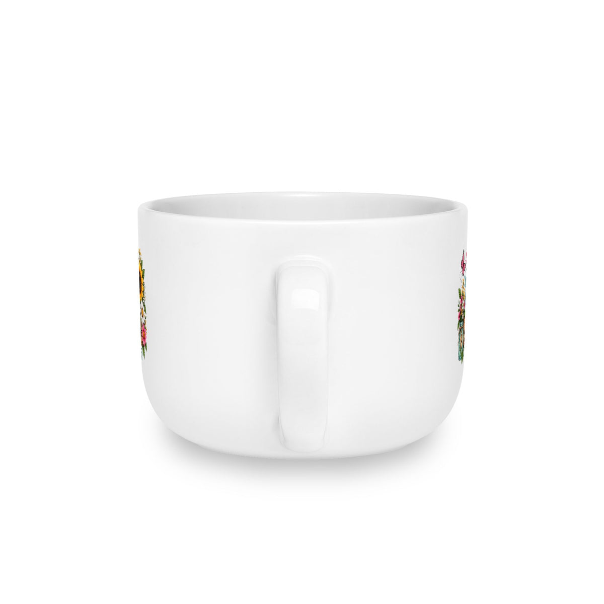 25oz Floral Latte Mug — "With God All Things Are Possible" Sunflower Bouquet Ceramic Coffee Cup