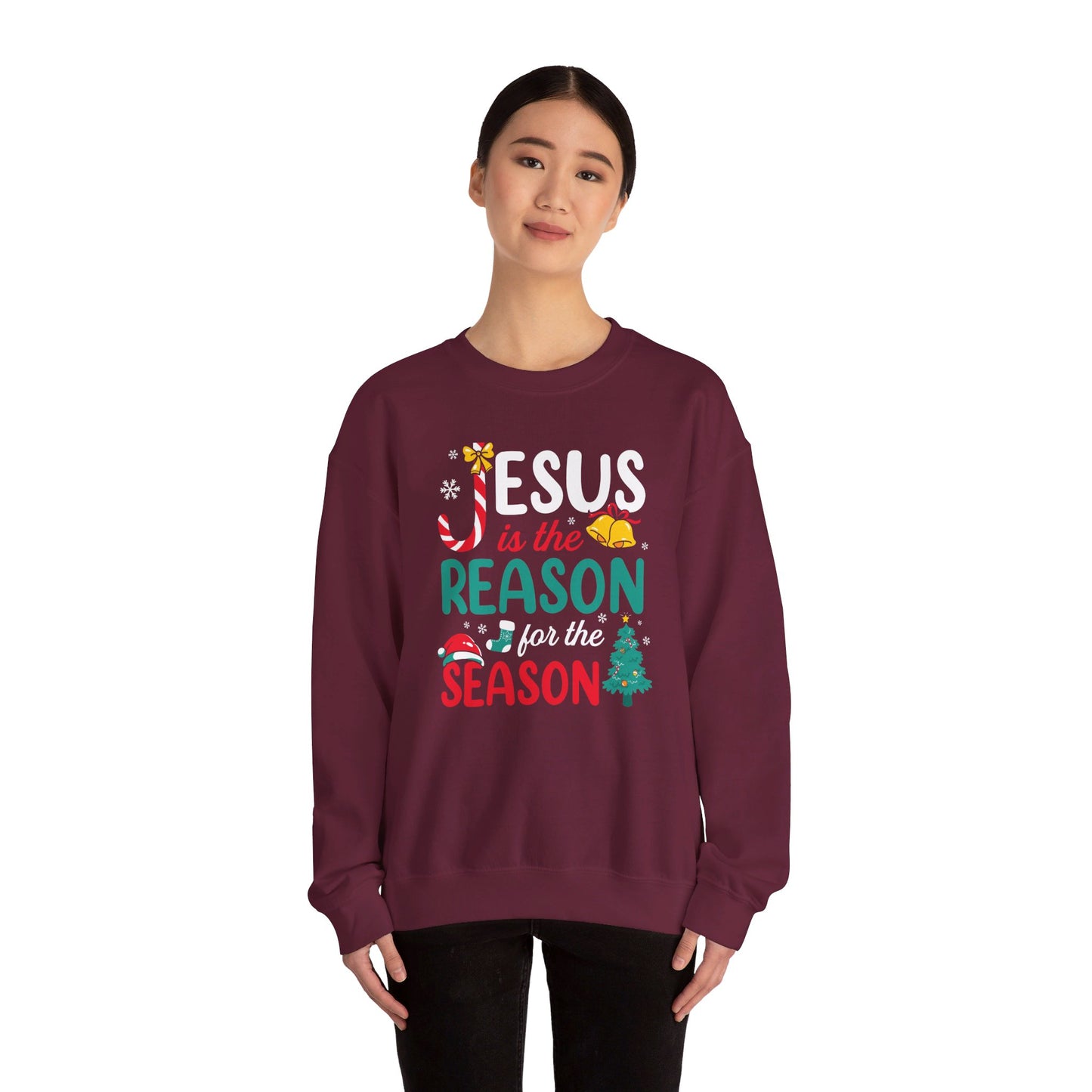 Jesus Is The Reason For The Season Christmas Unisex Heavy Blend™ Crewneck Christian Sweatshirt