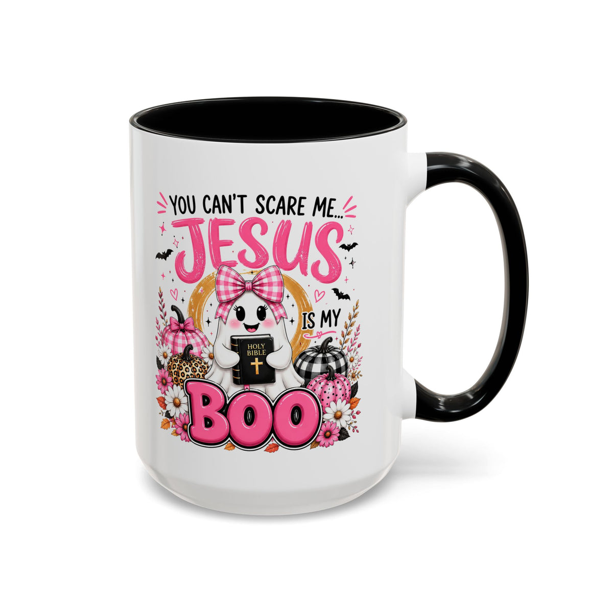 You Can’t Scare Me Jesus Is My Boo Coffee Mug — Halloween Christian Accent Mug