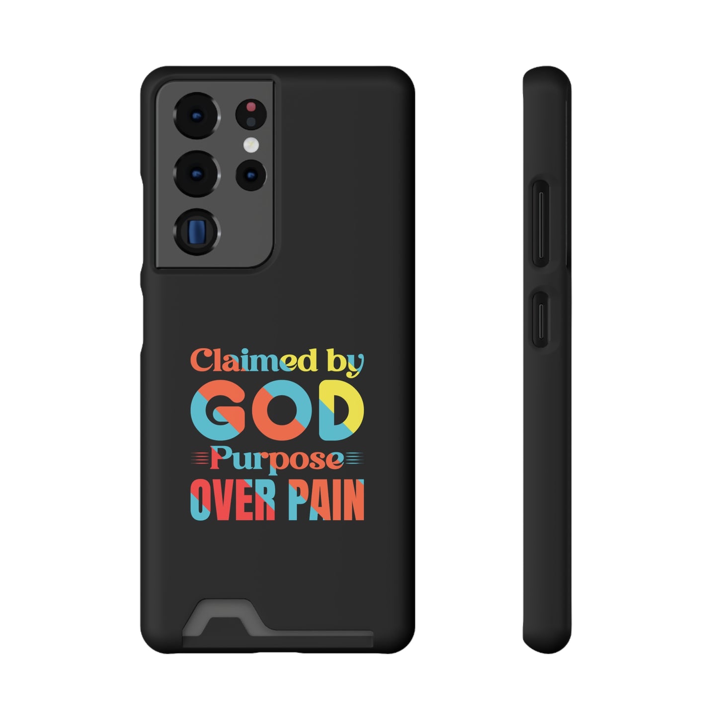 Claimed By God Purpose Over Pain Christian Phone Case With Card Holder Printify