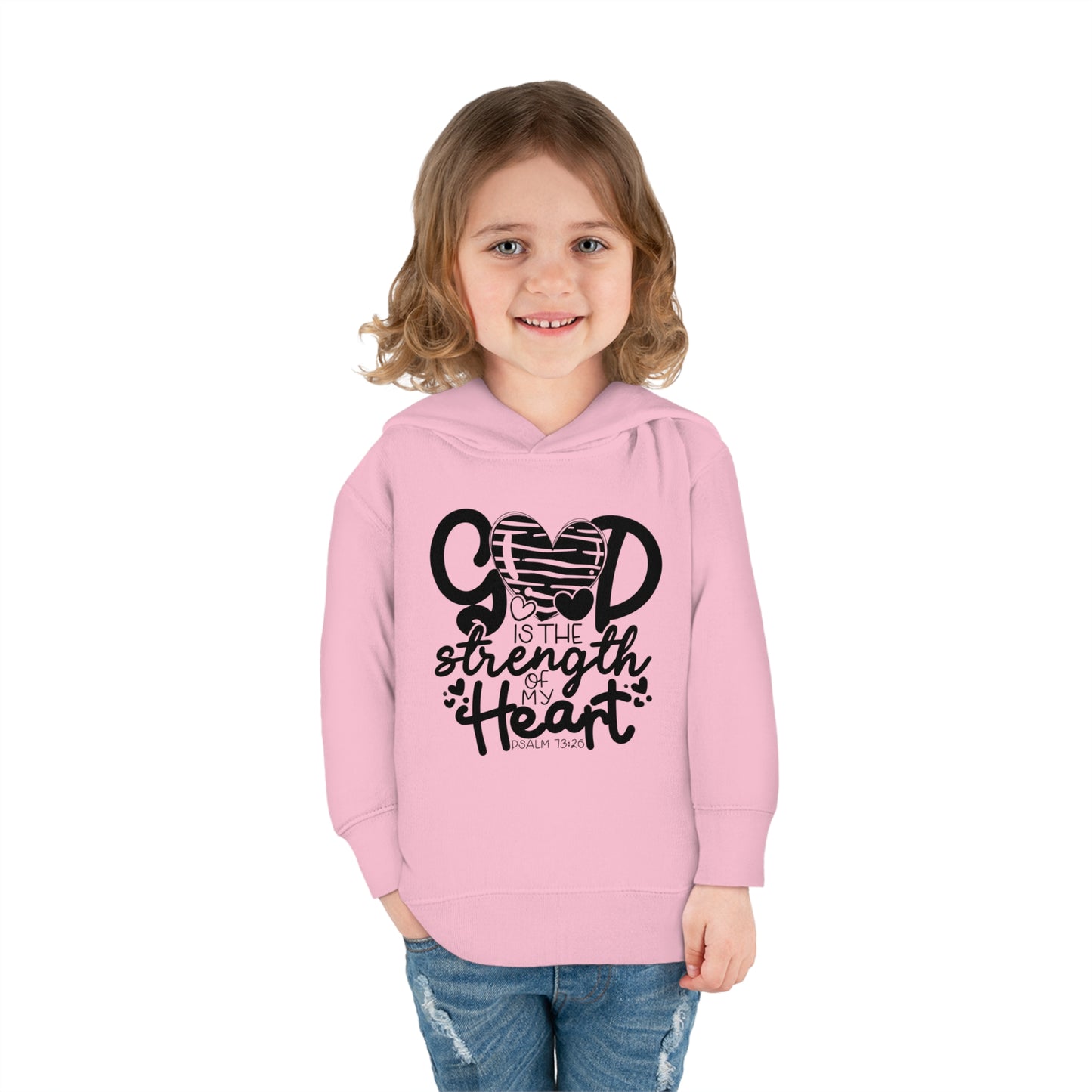 God Is The Strength Of My Heart Christian Toddler Pullover Fleece Hooded Sweatshirt