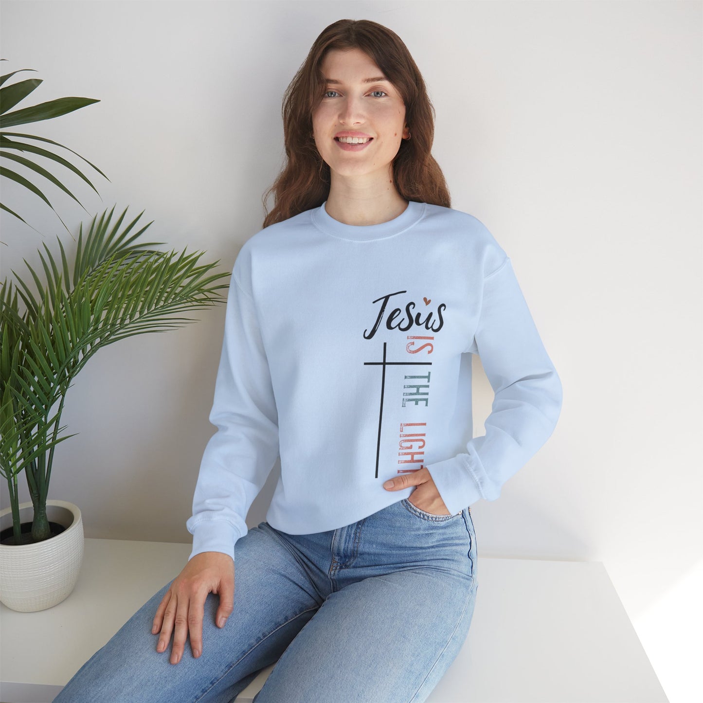 Jesus Is The Light Women's Heavy Blend™ Crewneck Christian Sweatshirt