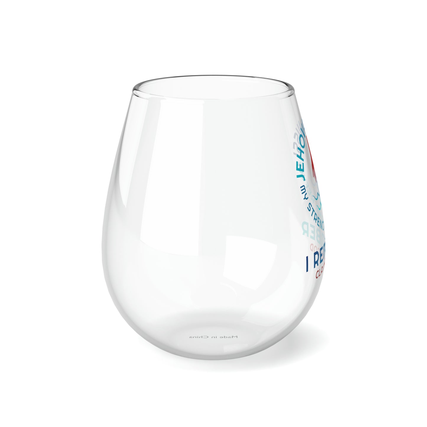 Jehovah Nissi My Strength & Refuge I Remember Stemless Wine Glass, 11.75oz