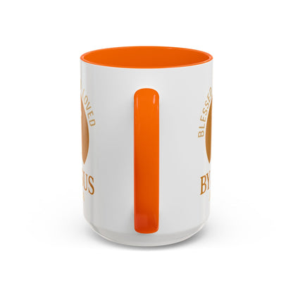 Inspirational Accent Coffee Mug - Blessed, Saved, Loved by Him | John 3:16