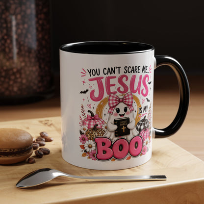 You Can’t Scare Me Jesus Is My Boo Coffee Mug — Halloween Christian Accent Mug