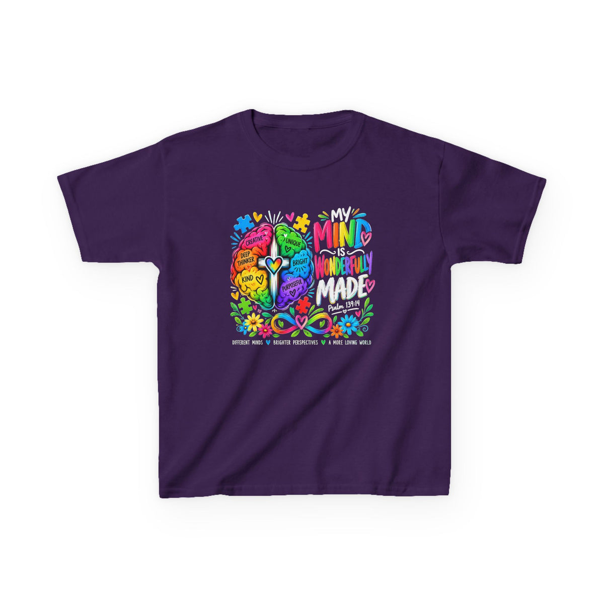 Youth Autism Awareness T-Shirt — "My Mind Is My Superpower" Colorful Brain Tee