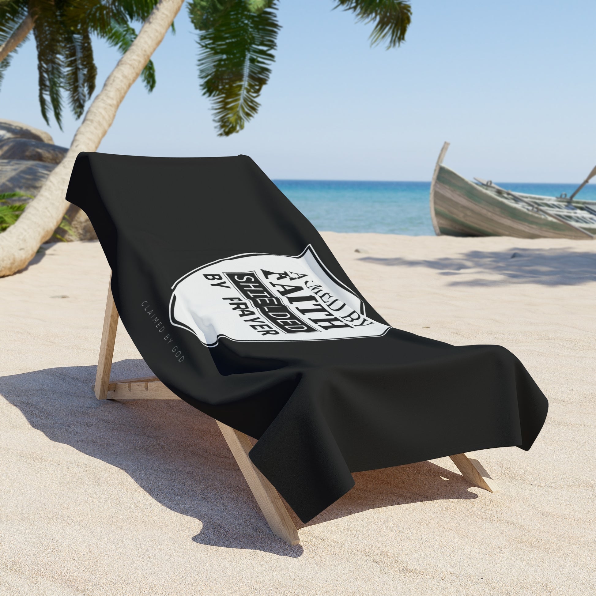 Armed By Faith Shielded By Prayer Christian Beach Towel Printify