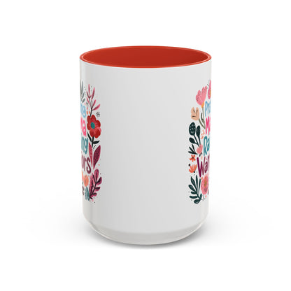 Floral Inspirational Coffee Accent Mug - Praying Mama Raising Warriors, Gift for Moms, Mother's Day Mug, Motivational Cup, Unique Kitchenware