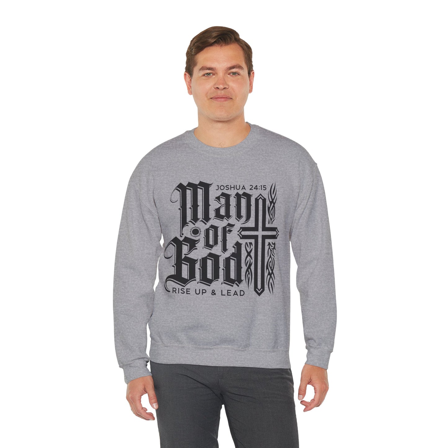 Man Of God Rise Up and Lead Men's Heavy Blend™ Crewneck Christian Sweatshirt