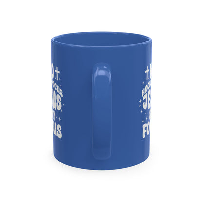 Halloween Mug - "No Hocus Pocus, Jesus Is My Focus" Christian Ceramic Coffee Cup