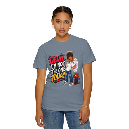 Devil I'm Not the One Today T-Shirt — Funny Angel vs Devil Graphic Tee - ClaimedbyGodDesigns