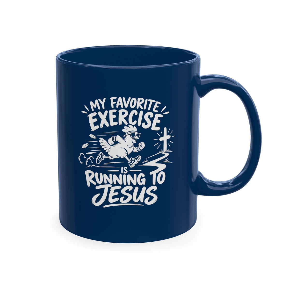 My Favorite Exercise Is Running to Jesus Christian Ceramic Mug