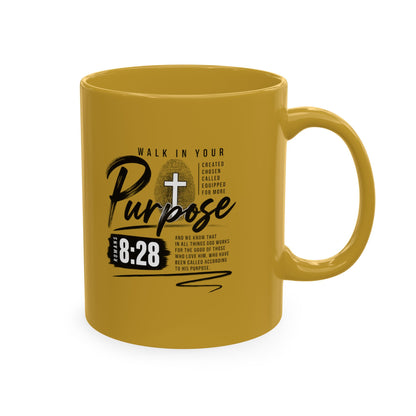 Purpose 8:28 Ceramic Mug — Christian Inspirational Coffee Cup