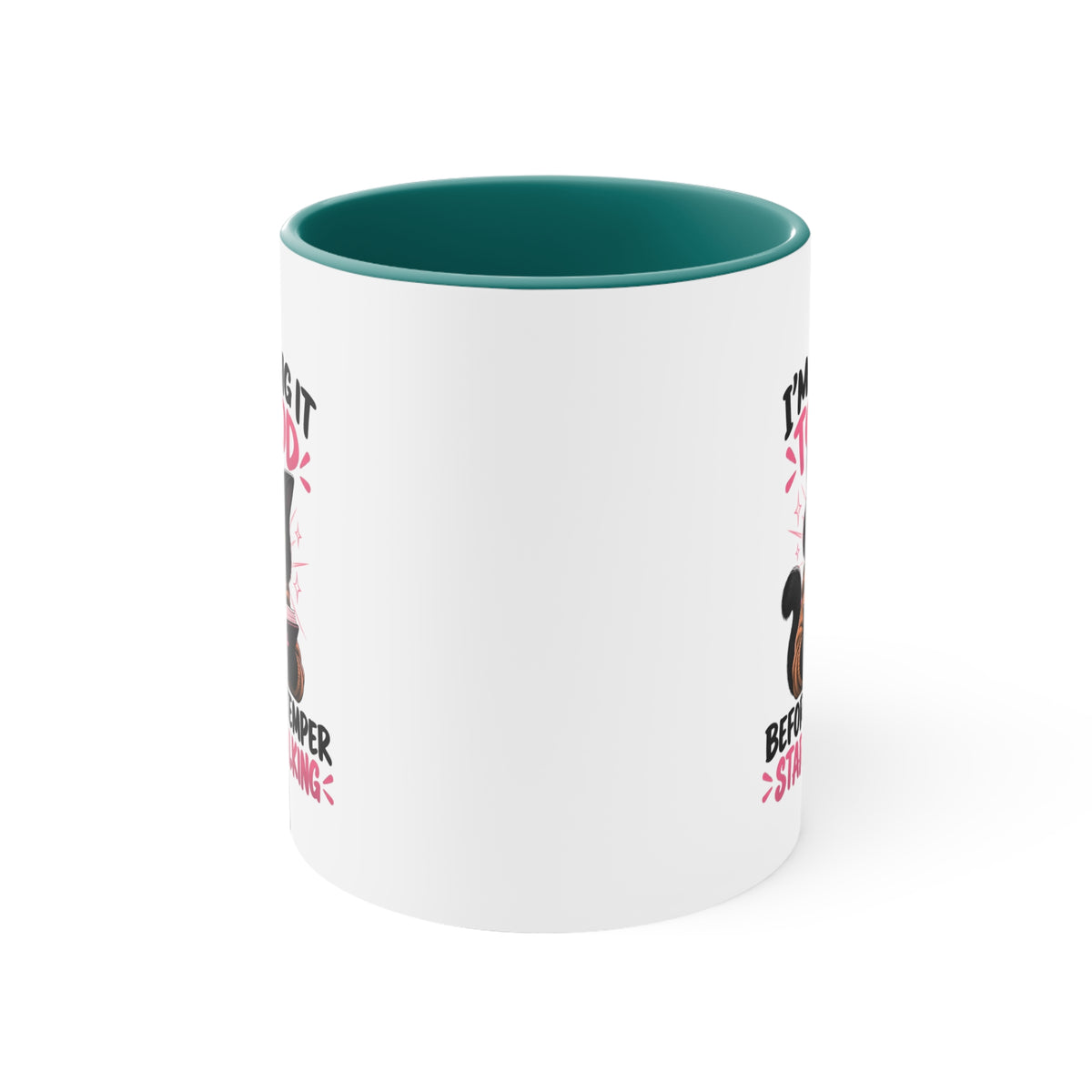 I'm Taking It To God Before My Temper Starts Talking Cat Mug — Funny Faith & Cat Lover Coffee Cup (11oz Accent)
