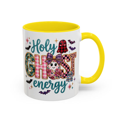 Accent Christian Coffee Mug — "Holy Ghost Energy" Halloween Cute Spooky Ceramic Mug (11/15oz)