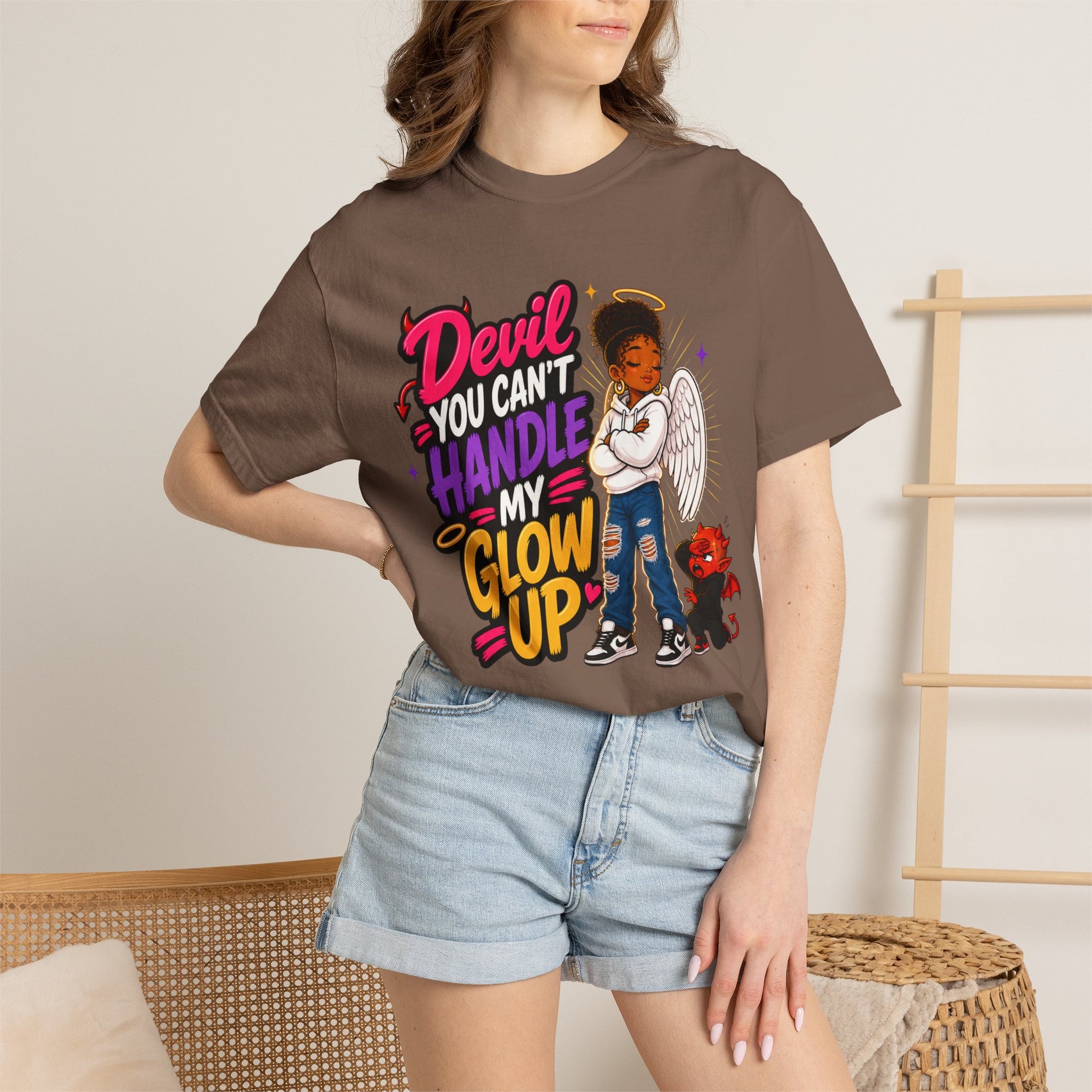 Devil You Can't Handle My Glow Up T-Shirt — Angel Girl Graphic Tee - ClaimedbyGodDesigns