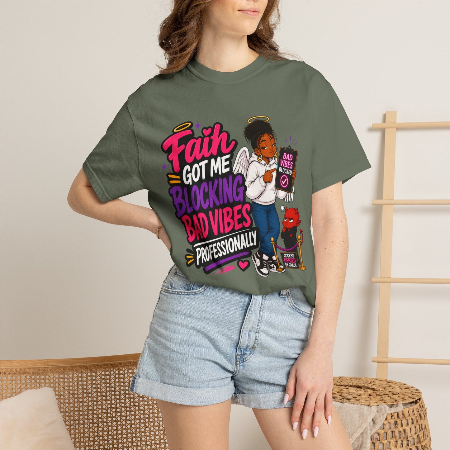 Faith Got Me Blocking Bad Vibes T-Shirt