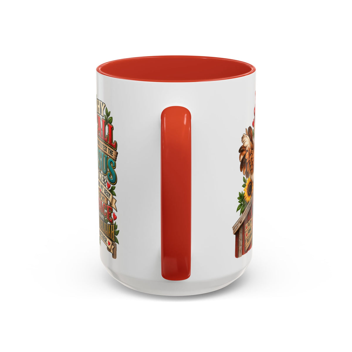 Christian Farmhouse Coffee Mug — "Why Y'all Keep Trying to Put Jesus in Me?" Accent Mug