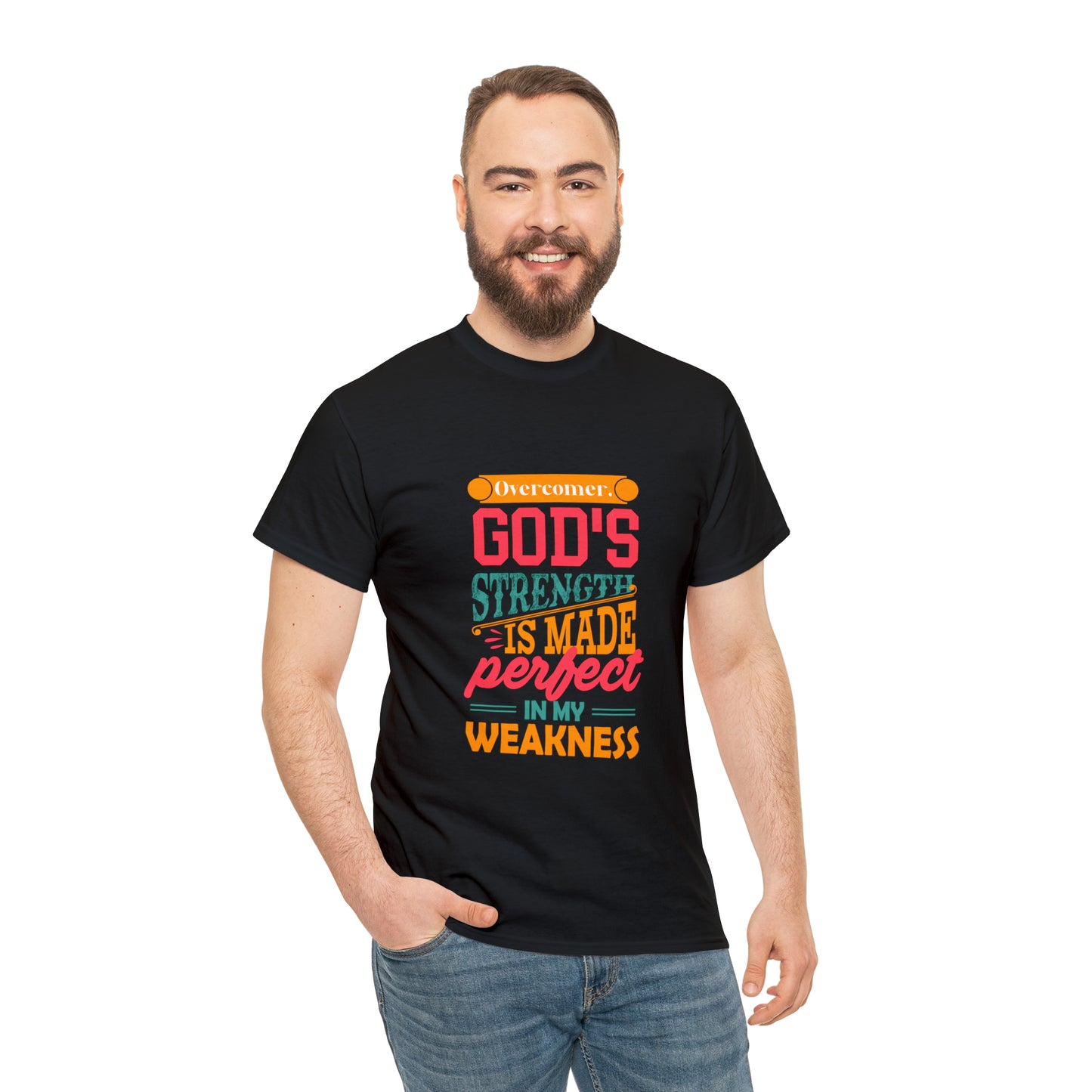 Overcomer God's Strength Is Made Perfect In My Weakness Unisex Heavy Cotton Tee