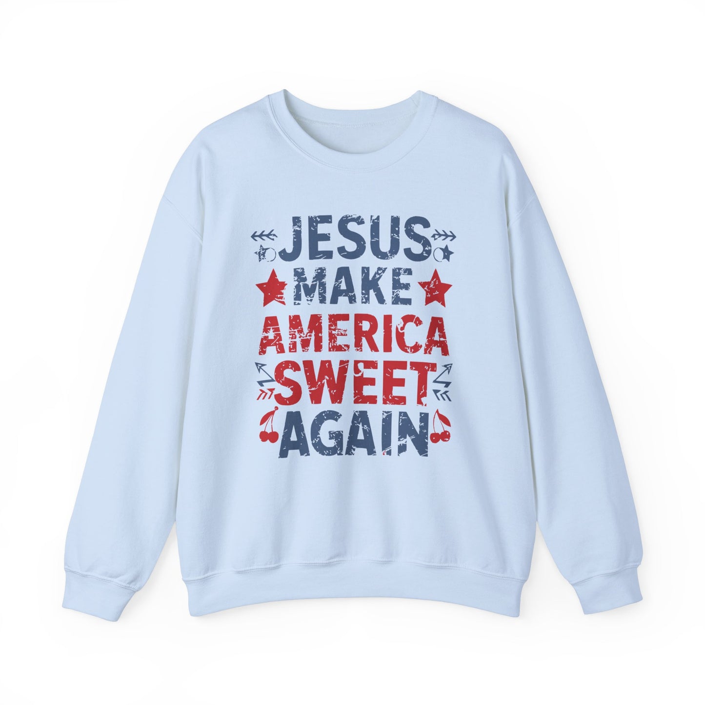 Jesus Make America Sweet Again Patriotic  Unisex Heavy Blend™ Crewneck Christian Sweatshirt