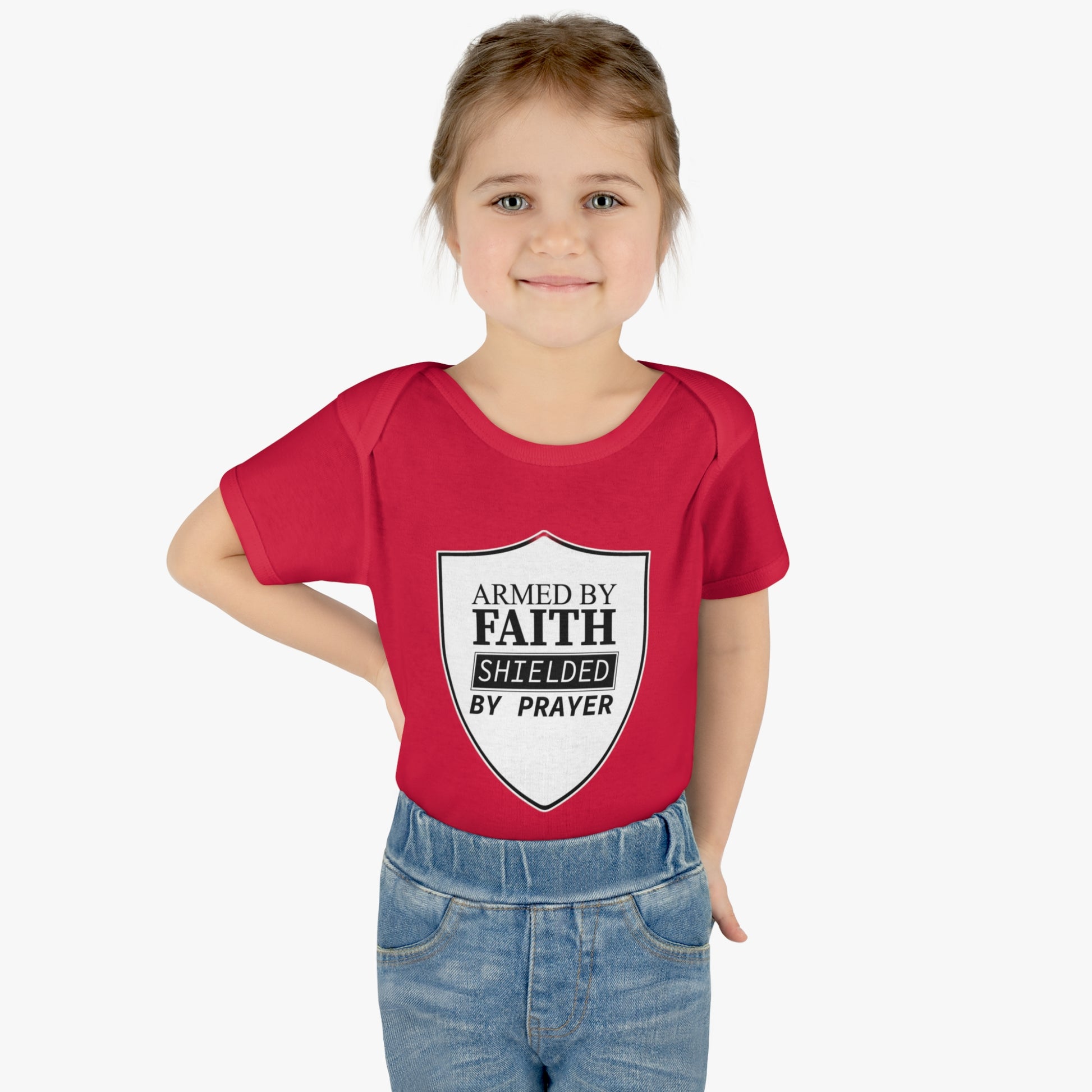 Armed By Faith Shielded By Prayer Christian Baby Onesie Printify