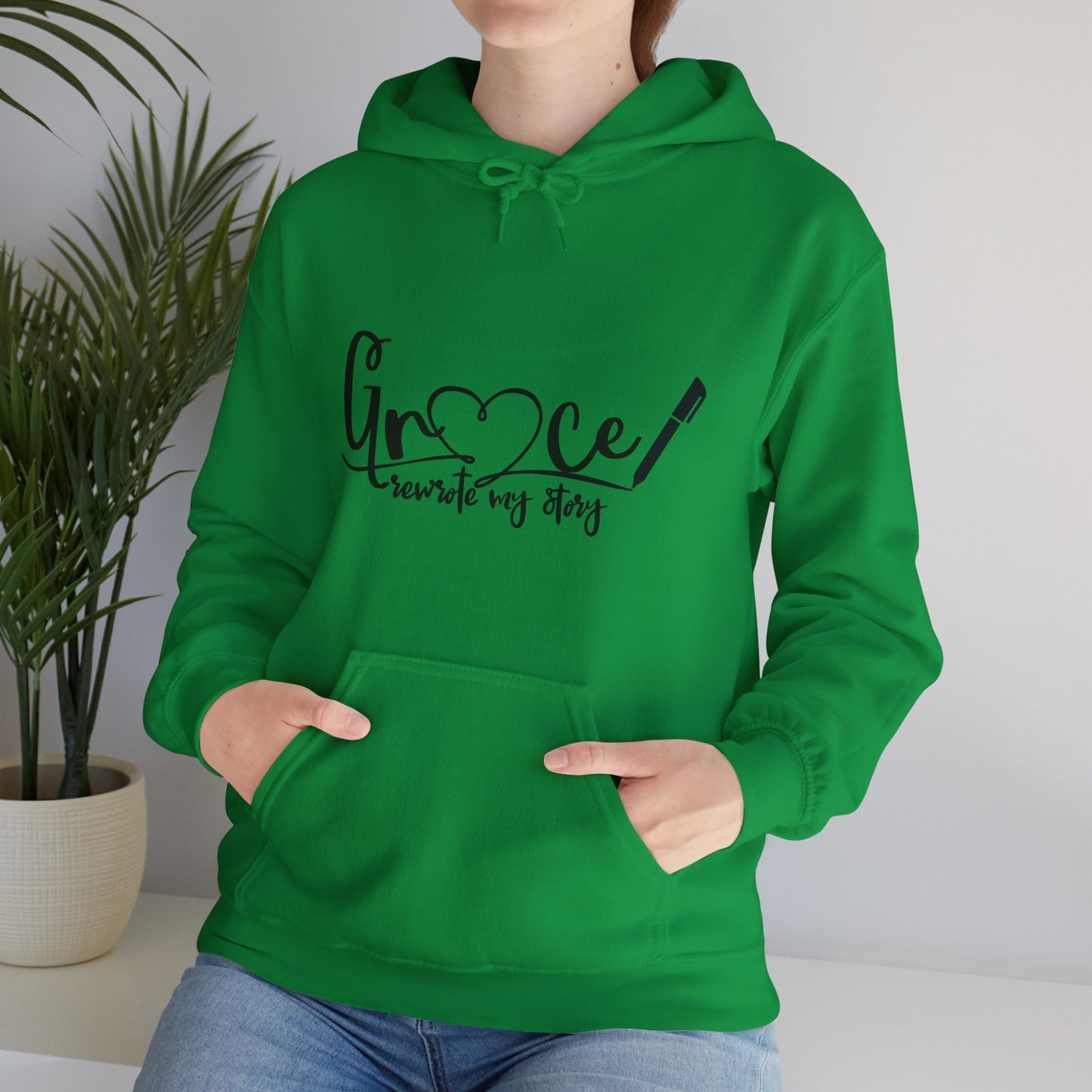 Grace Rewrote My Story Unisex Christian Pullover Hooded Sweatshirt