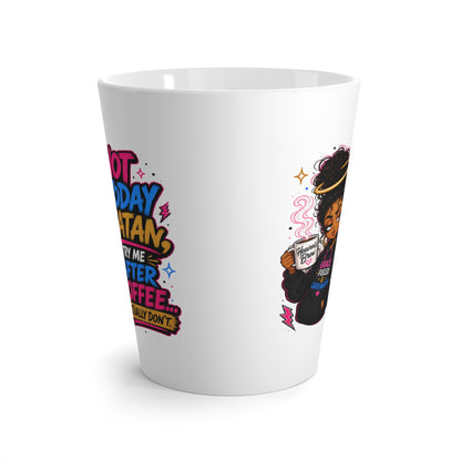 Latte Mug — "Not Today Satan" Coffee Mug with Afro Woman Design